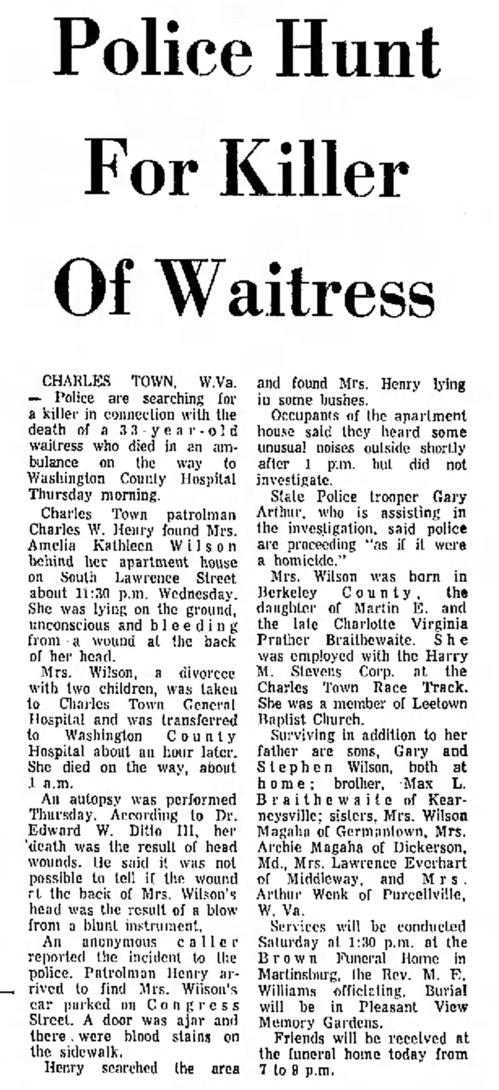 Police Hunt For Killer Of Waitress - The Morning Herald - Friday, August 29, 1969