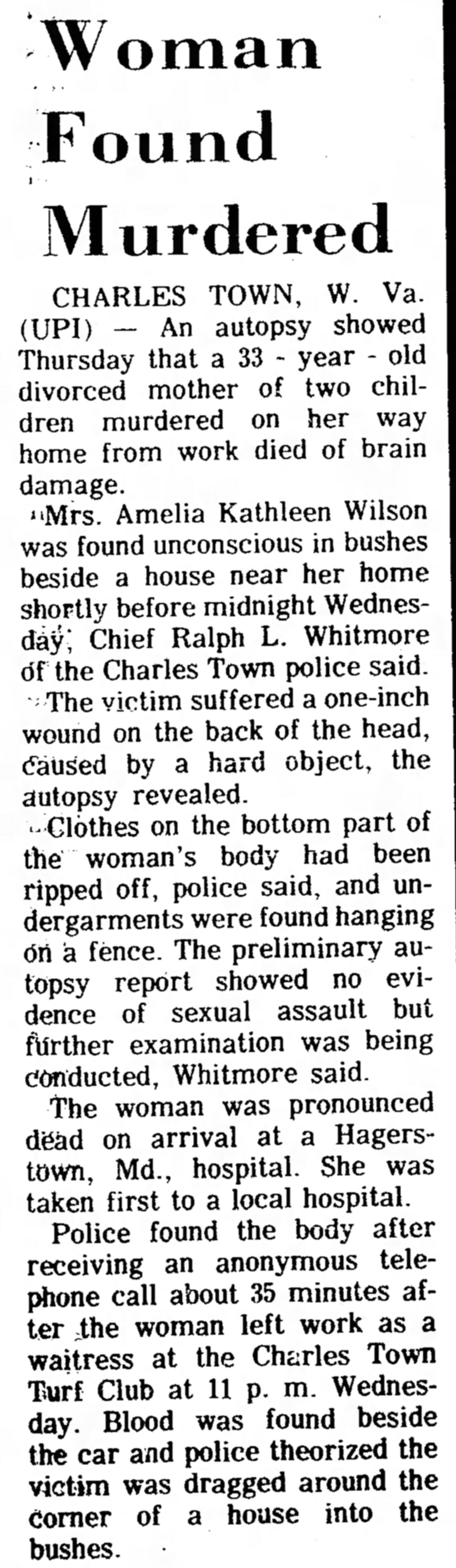 Woman Found Murdered - The Dominion News, Friday, August 29, 1969