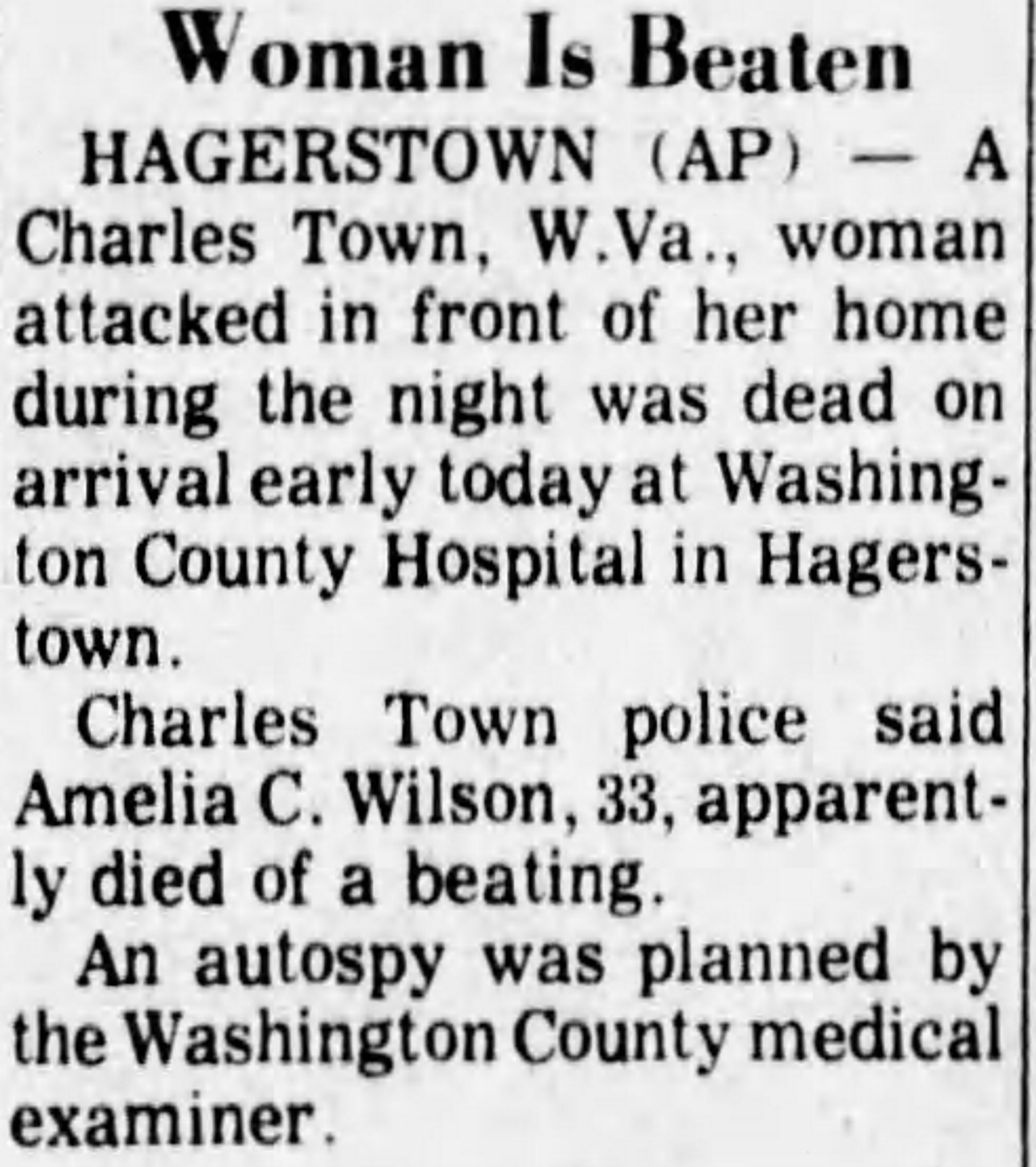 Woman Is Beaten - The Evening Sun - Monday, September 1, 1969